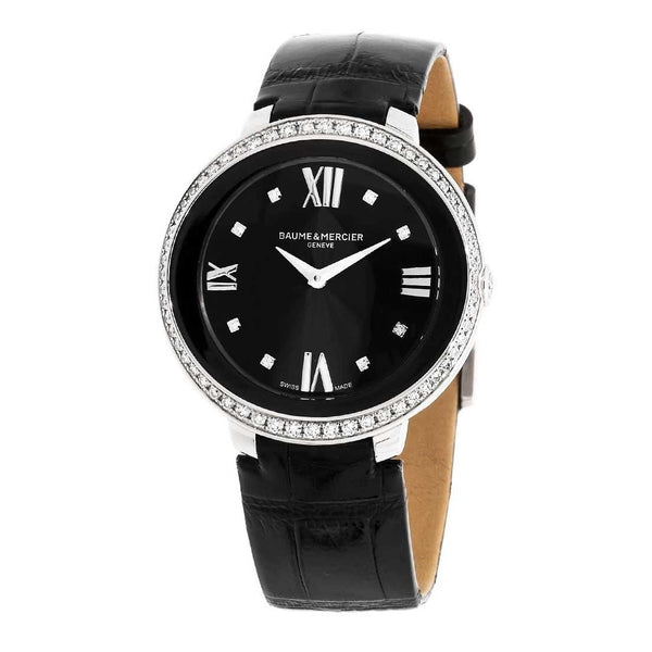 Baume & Mercier Women's MOA10166 Promesse  Black Leather Watch
