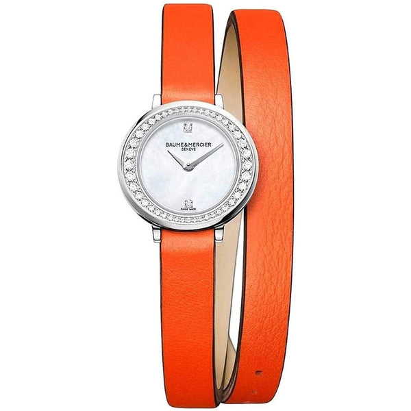 Baume & Mercier Women's MOA10290 Promesse Orange Leather Watch