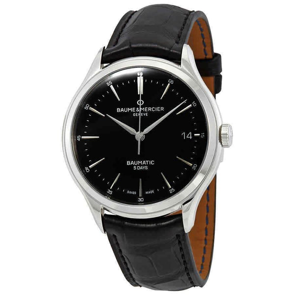 Baume & Mercier Men's MOA10399 Clifton Baumatic Black Leather Watch