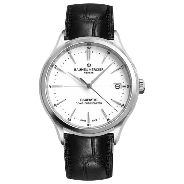 Baume & Mercier Men's MOA10436 Clifton Baumatic Black Leather Watch