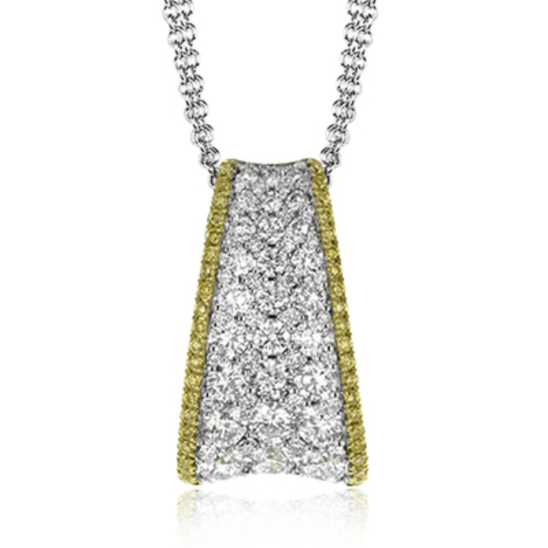 MP2035 18 Karat White And Yellow Gold Diamond Pendant With 59 Round Diamonds