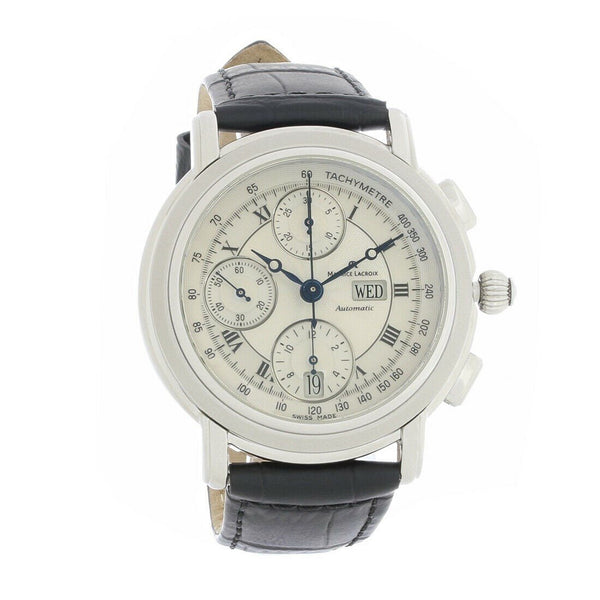 Maurice Lacroix Men's MP6318-SS001-11E Masterpiece Croneo Chronograph Black Leather Watch