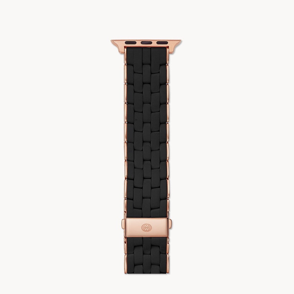 Black and Pink-Tone Silicone-Wrapped Bracelet Band for Apple Watch®