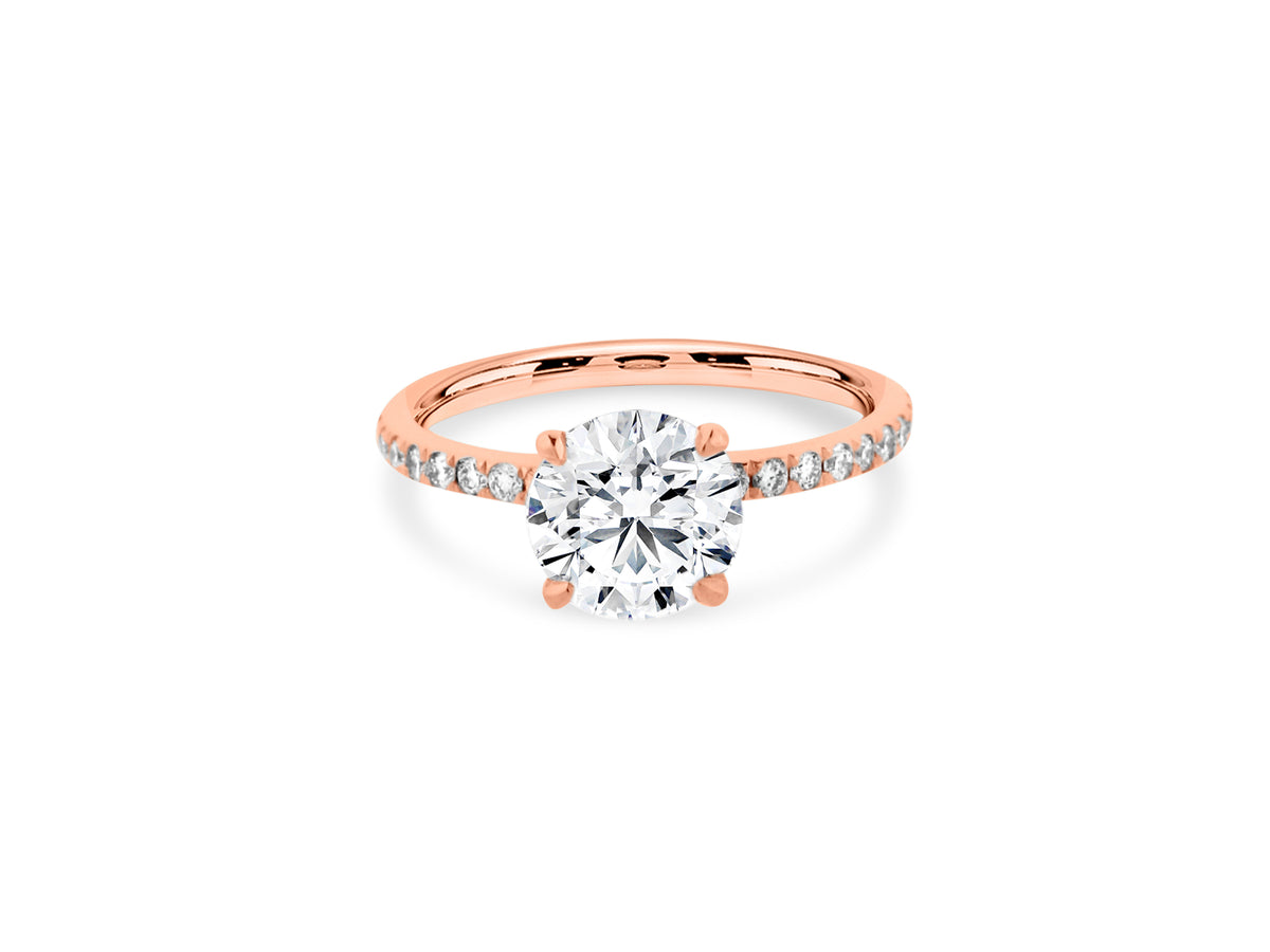 PRIVE'18K ROSE GOLD 1.65CT SI1 CLARITY AND F COLOR ROUND SWAROVSKI LAB GROWN DIAMOND WITH .32CT VS/G NATURAL DIAMOND ACCENTS - CERTIFIED XXX