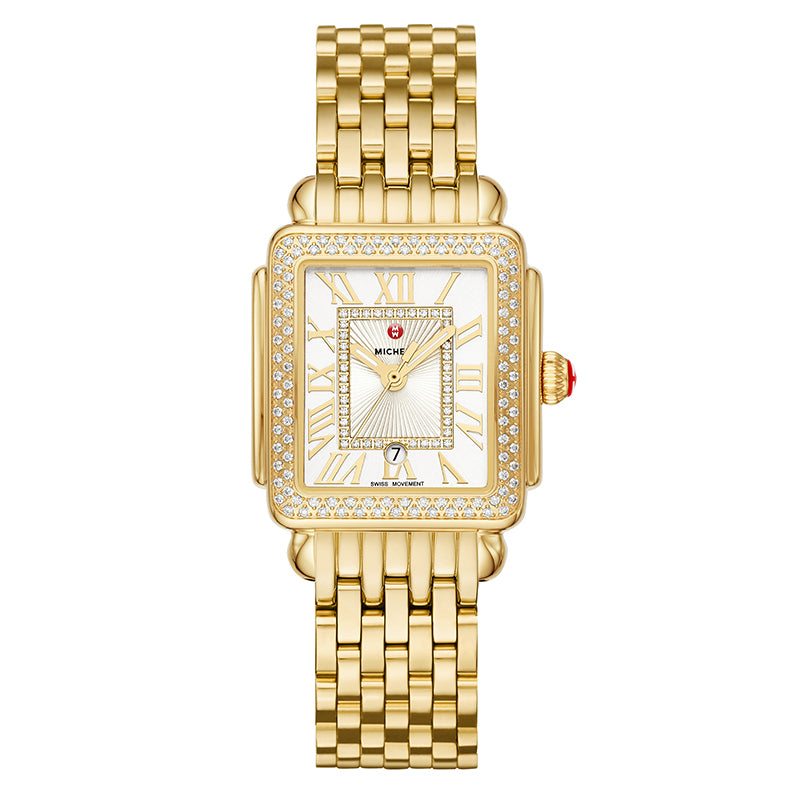 Michele Deco Madison Mid Yellow Gold Diamond Watch - MW06G01B0018