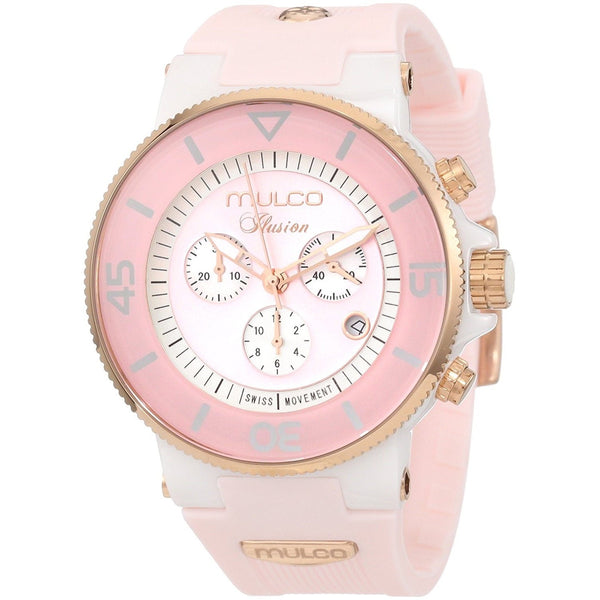 Mulco Women's MW311009083 Ilusion Ceramic Chronograph Pink Rubber Watch
