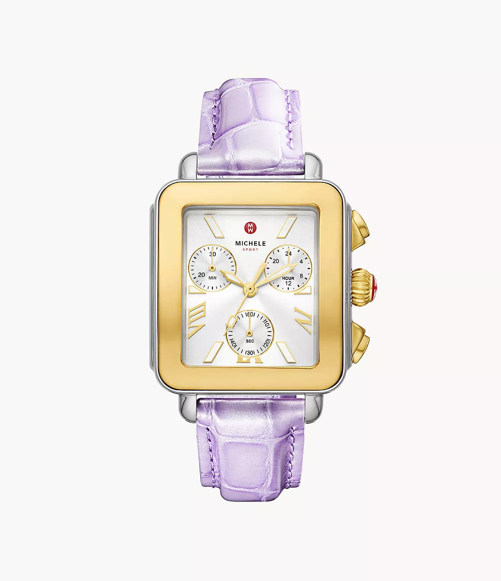 Michele Deco Sport Two-Tone Lavender Leather Watch
