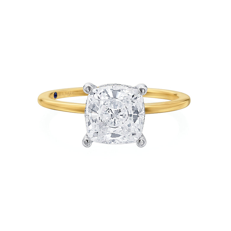 Moyer Thin 14k Yellow Gold Cushion Cut Diamond Solitaire Engagement Ring- MTCush