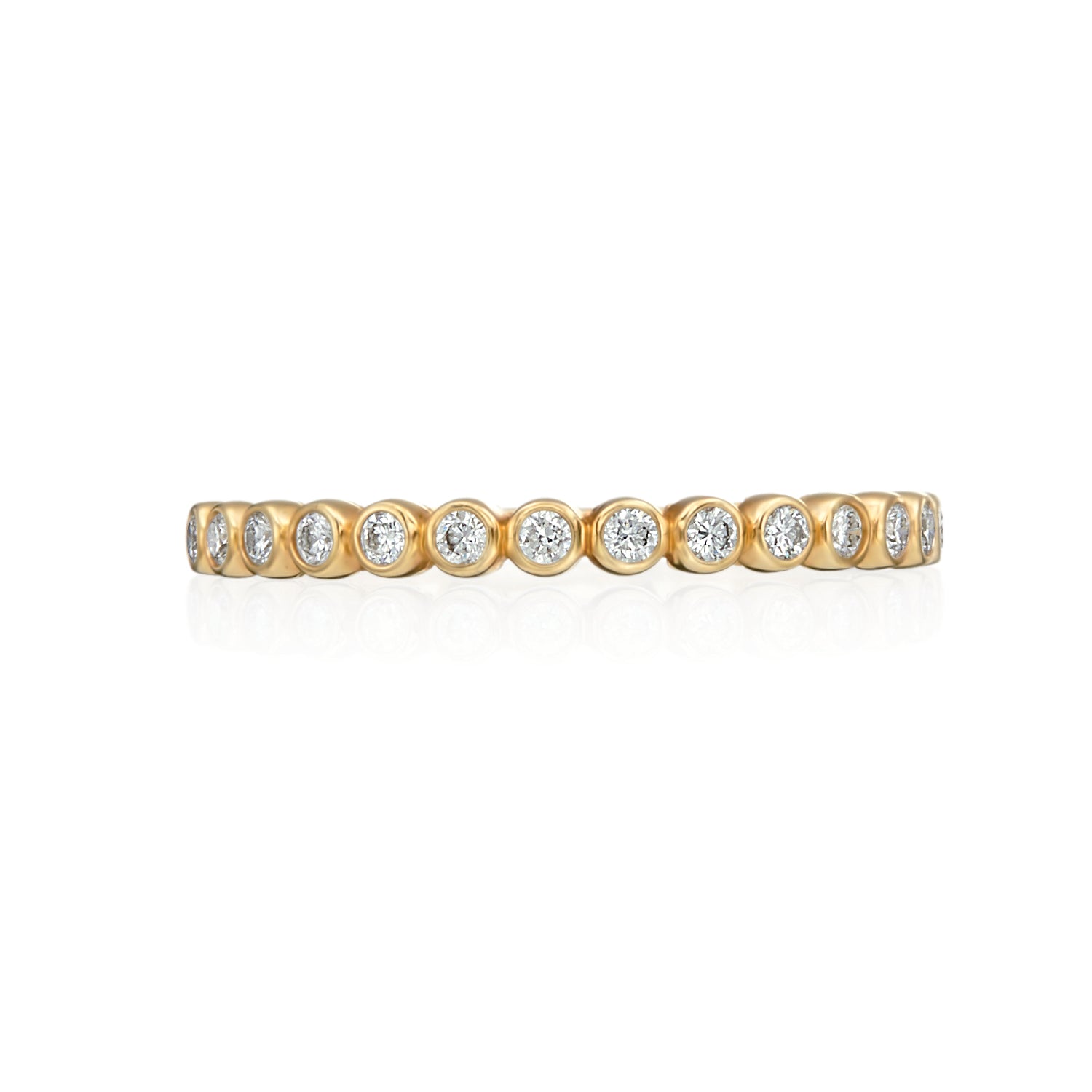 14k Yellow Gold 0.20ctw Diamond Bezel Set Wedding Band- 073259
