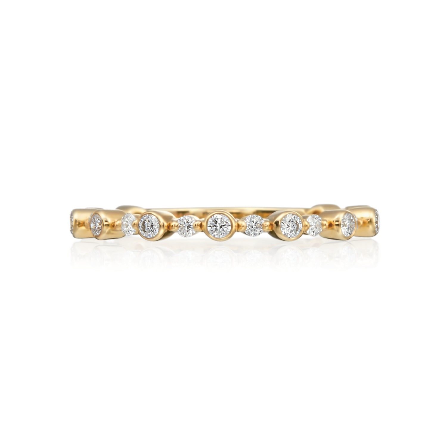 14k Yellow Gold 0.31ctw Alternating Bezel Set Diamond Wedding Band- 073312