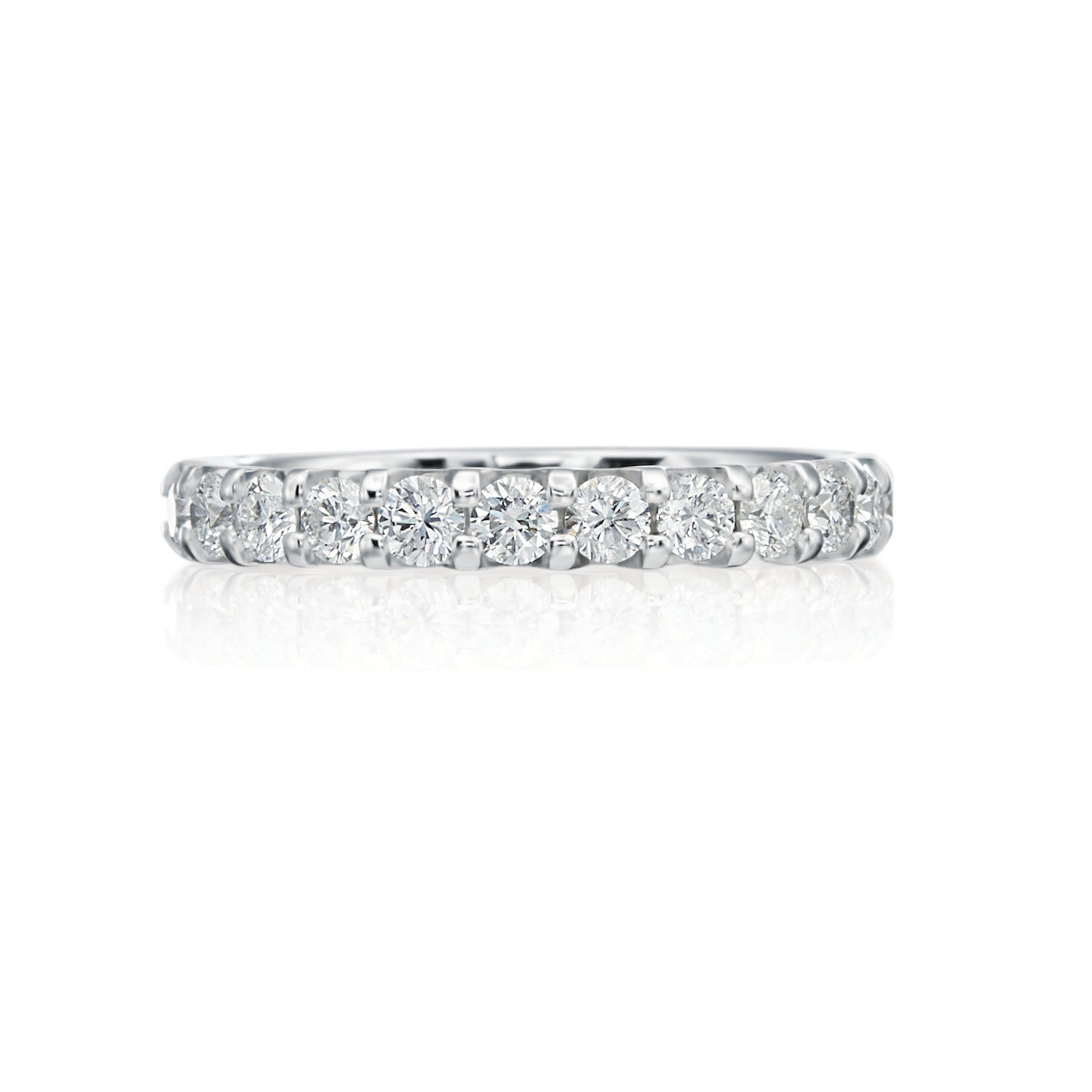 14k White Gold 0.75ctw Diamond 1/2 Way Wedding Band- 074281