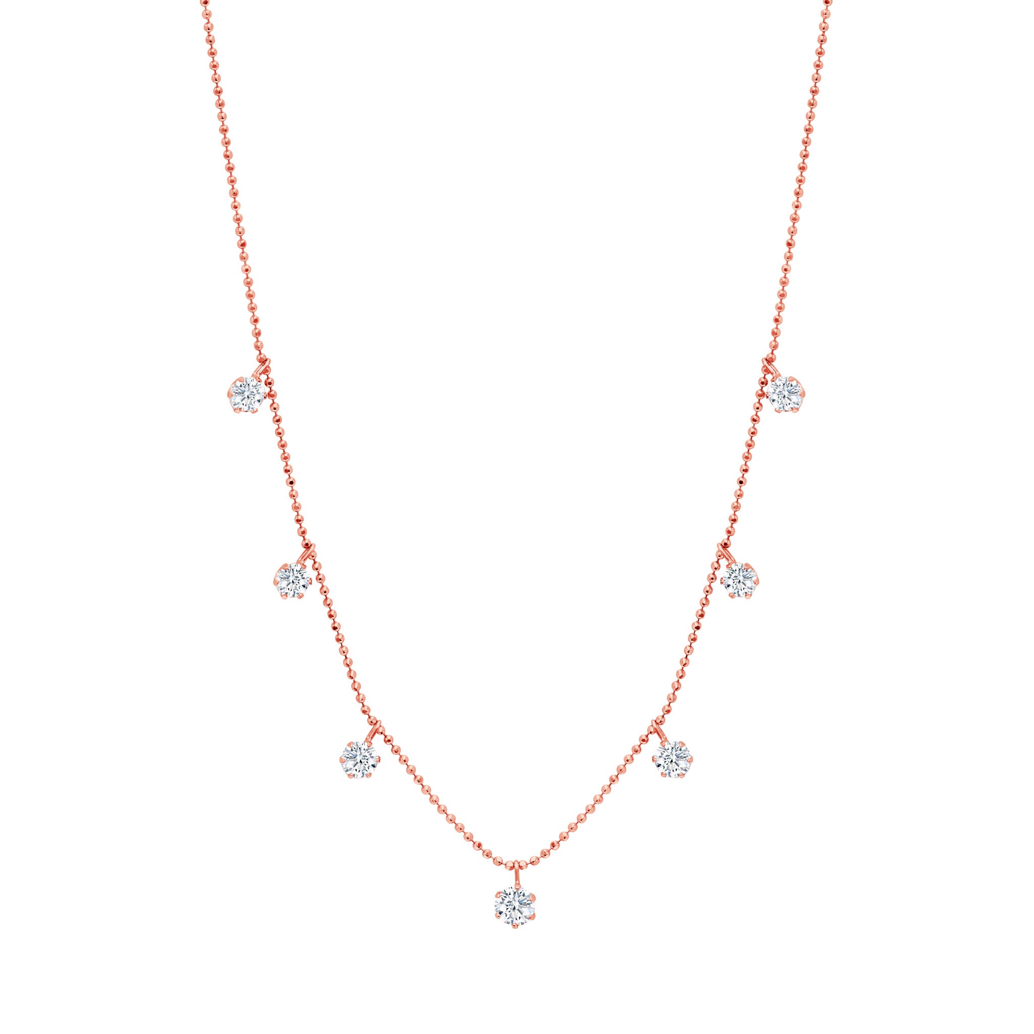 Graziela 18k Rose Gold 1.52ctw Floating Diamond Neckace- N-1433065R