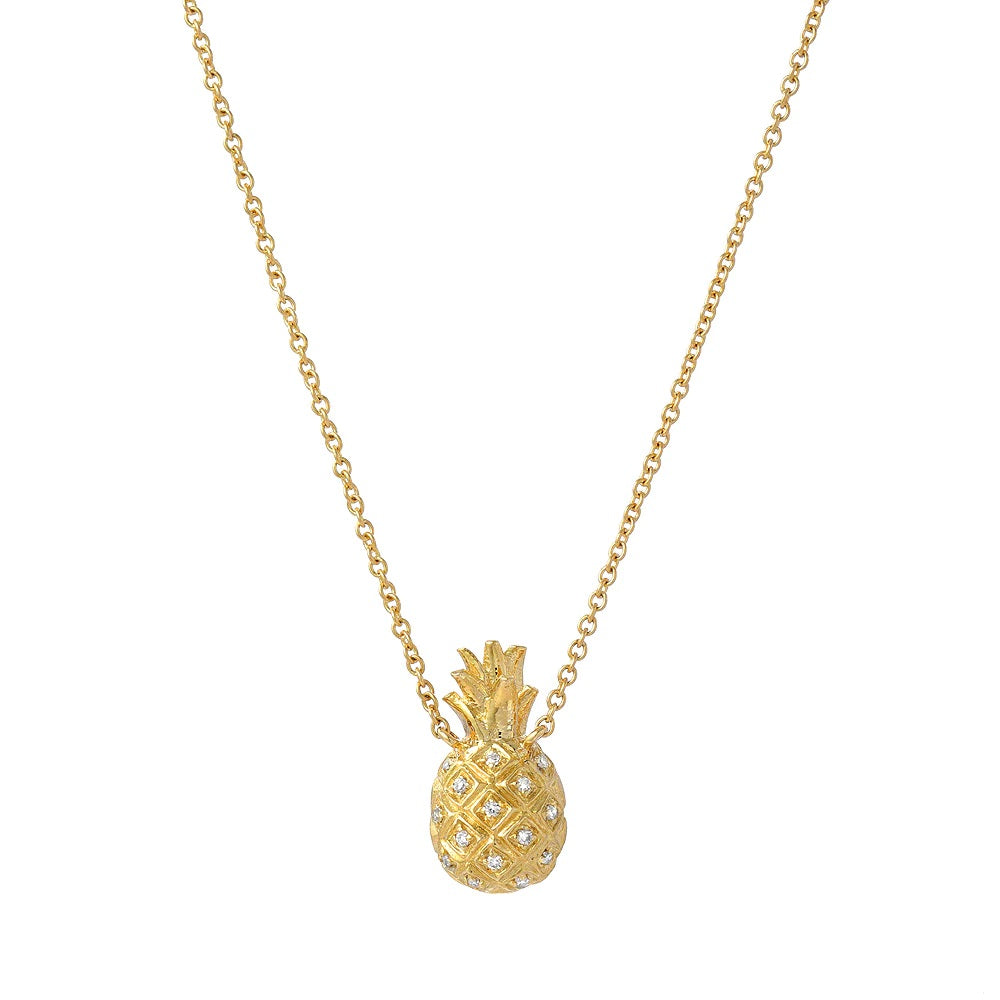 14K YELLOW GOLD DIAMOND PINEAPPLE NECKLACE