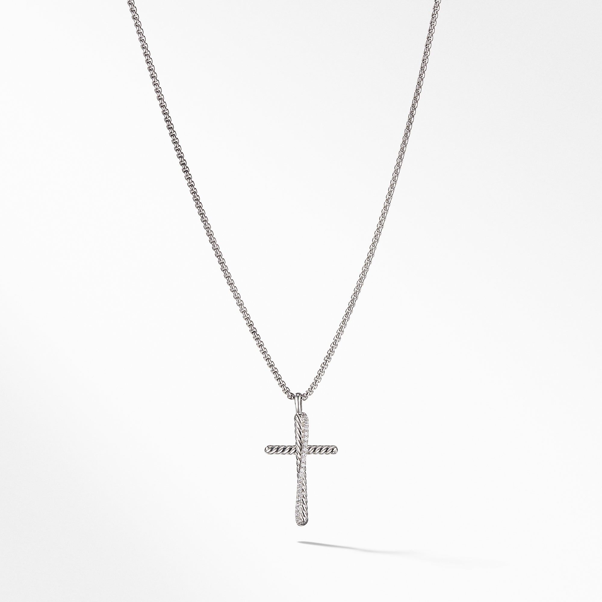 David Yurman Crossover Collection Cross Necklace with Diamonds- N07374 SSADI18