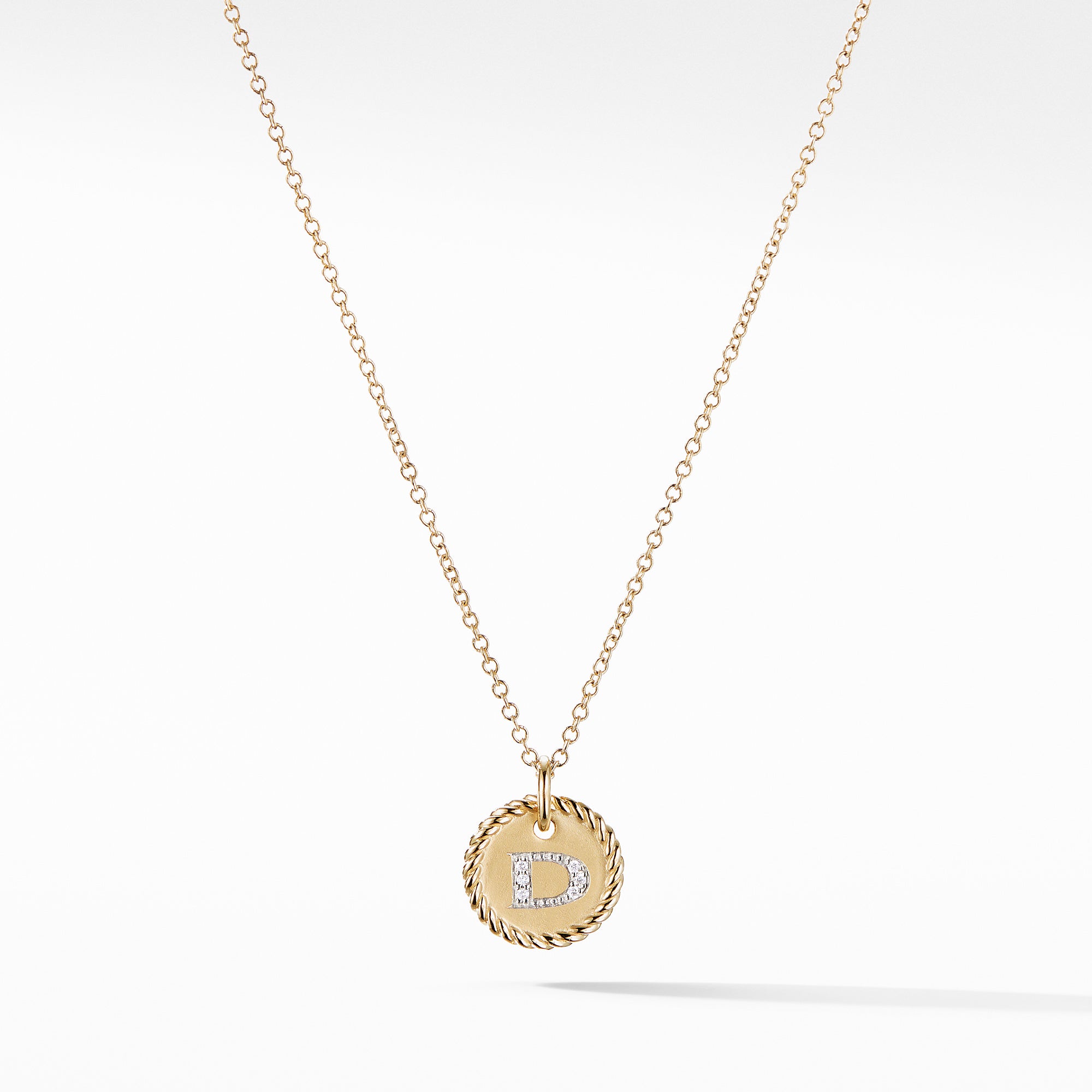 David Yurman Initial Charm Necklace with Diamonds in 18k Gold- N08792 88ADI