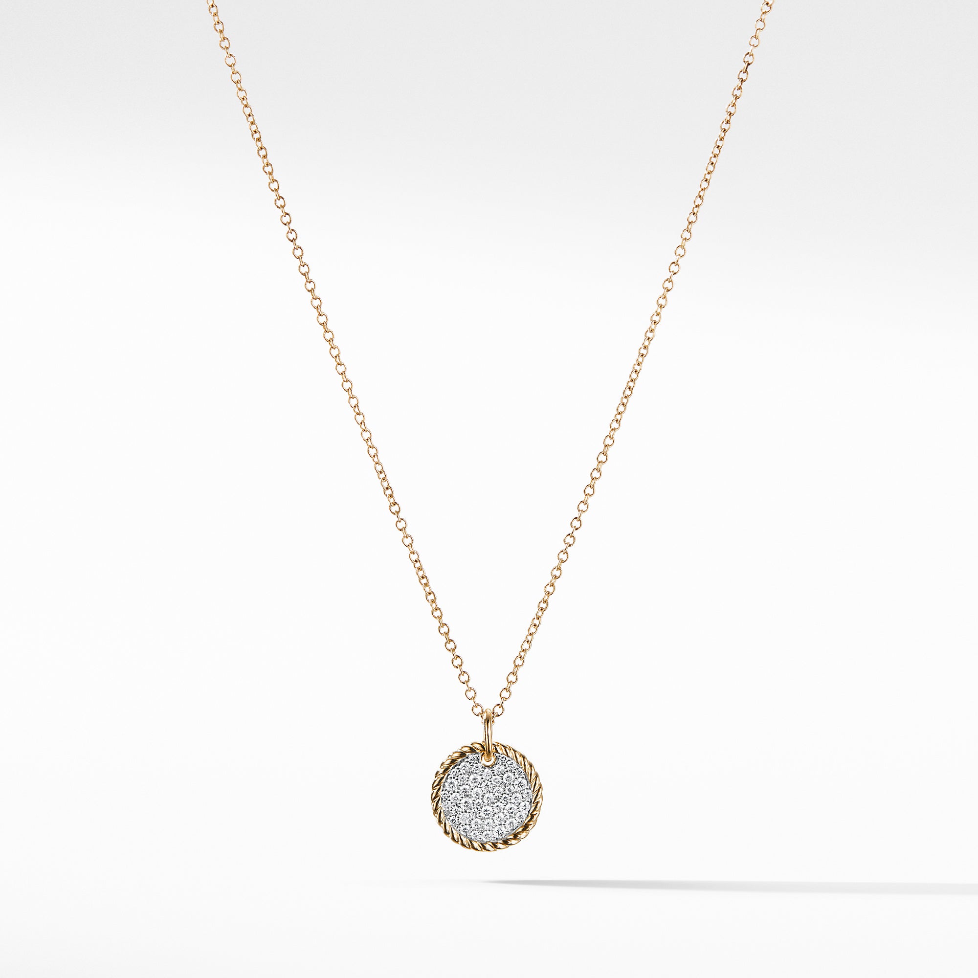 David Yurman Cable Collectibles Pave Charm Necklace with Diamonds in 18k Gold- N12214D88ADI