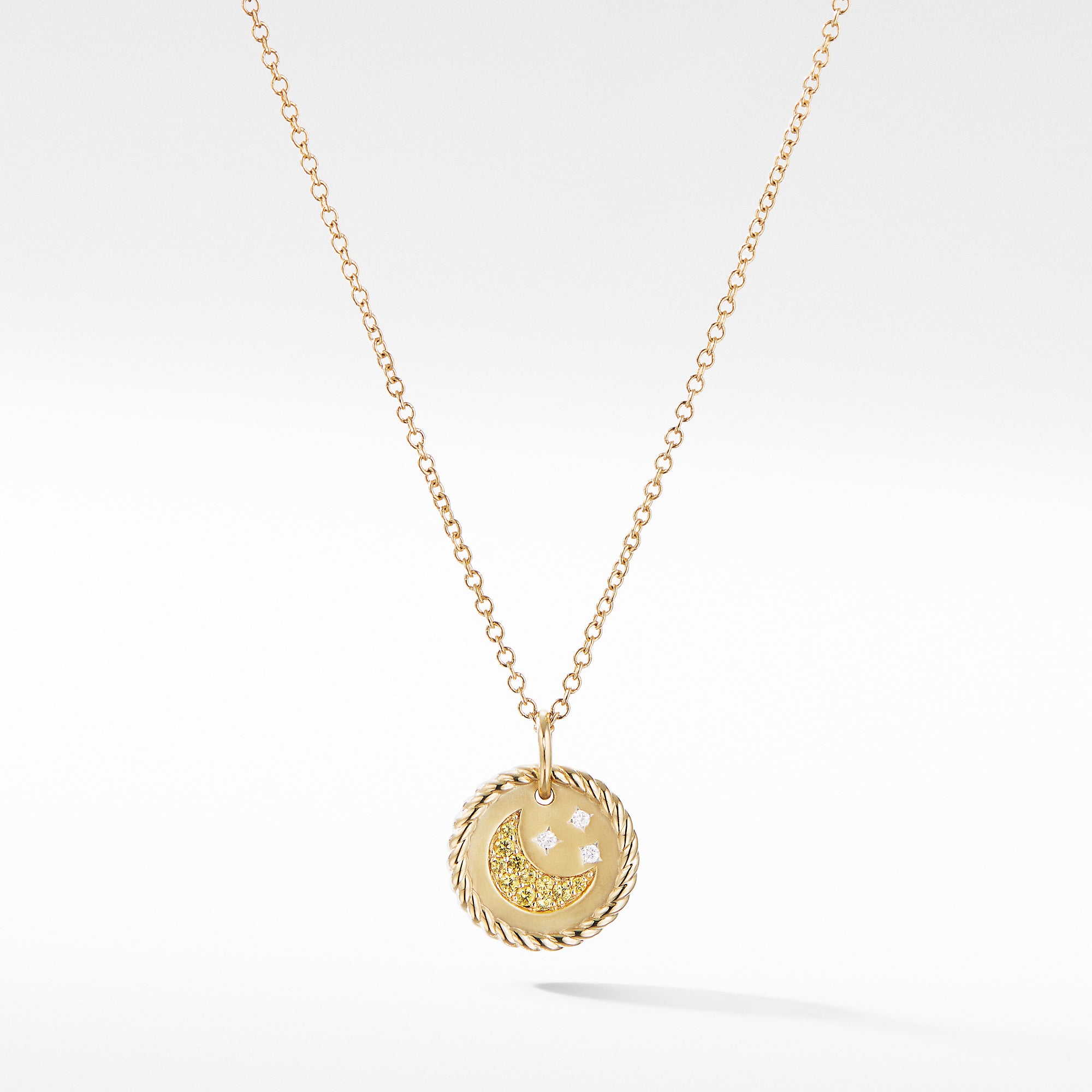 David Yurman Cable Collectibles Moon and Stars Necklace with Diamonds and Yellow Sapphires in 18k Gold- N13860D88AYSDI