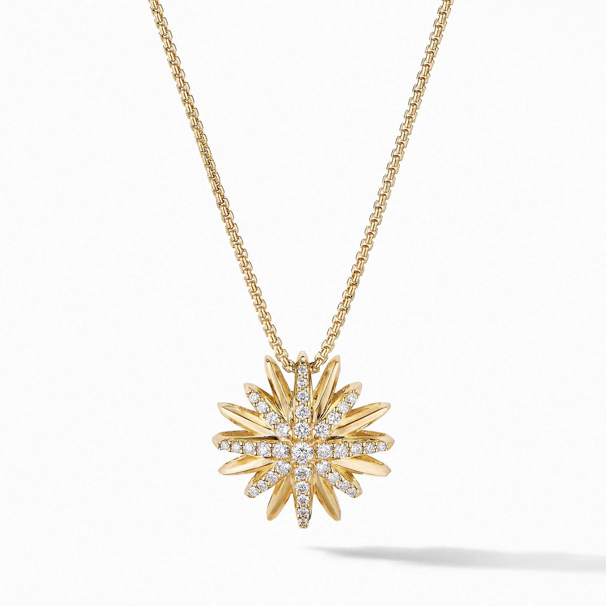 David Yurman Starburst Pendant Necklace in 18K Yellow Gold with Diamonds - N16432D88ADI