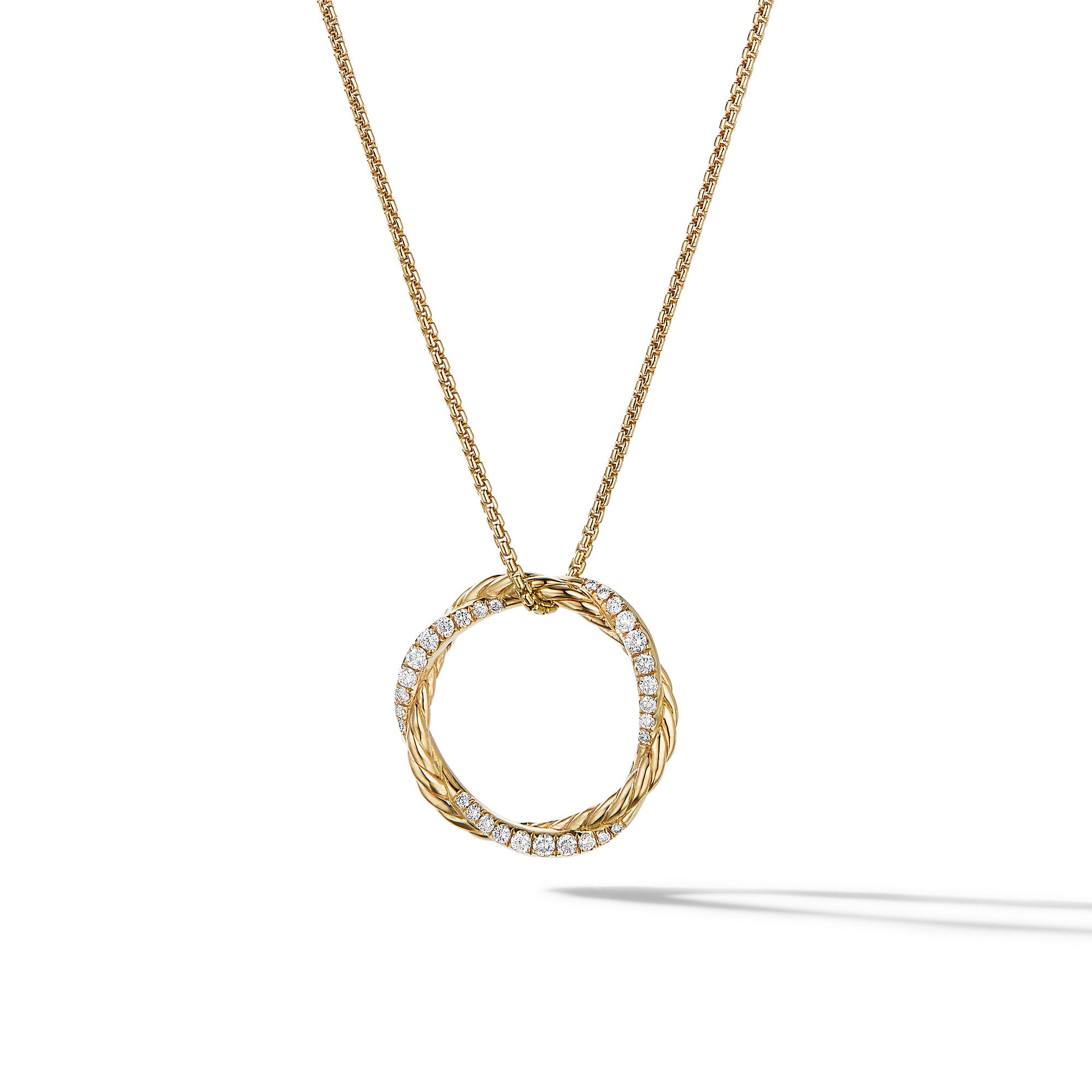 David Yurman Petite Infinity Pendant Necklace in 18K Yellow Gold with Pavé Diamonds - N16516D88ADI