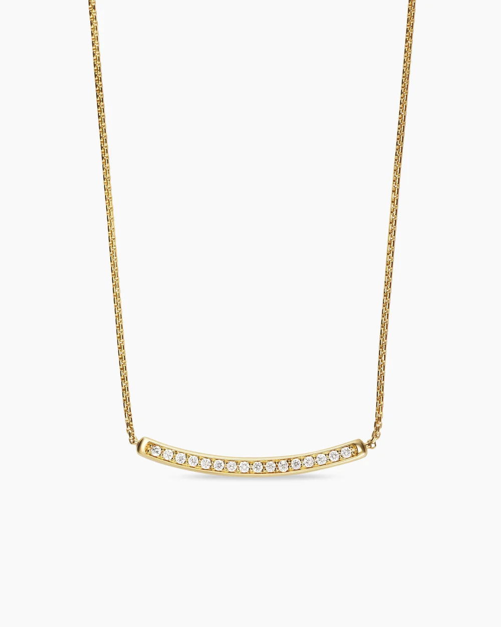 PETITE PAVÉ BAR NECKLACE 18K Yellow Gold with Diamonds, 1.25mm