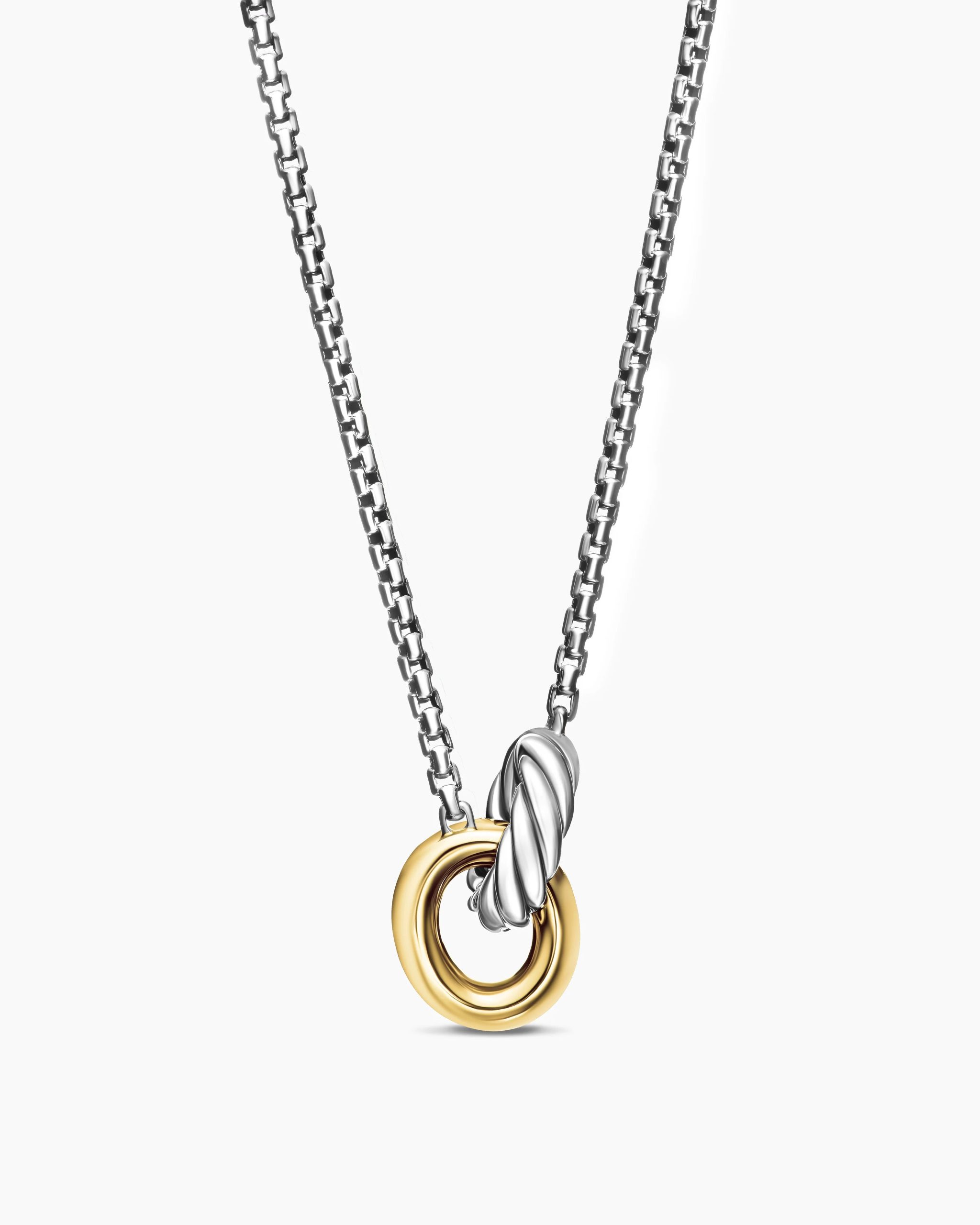 PETITE CABLE LINKED NECKLACE Sterling Silver with 14K Yellow Gold, 15mm