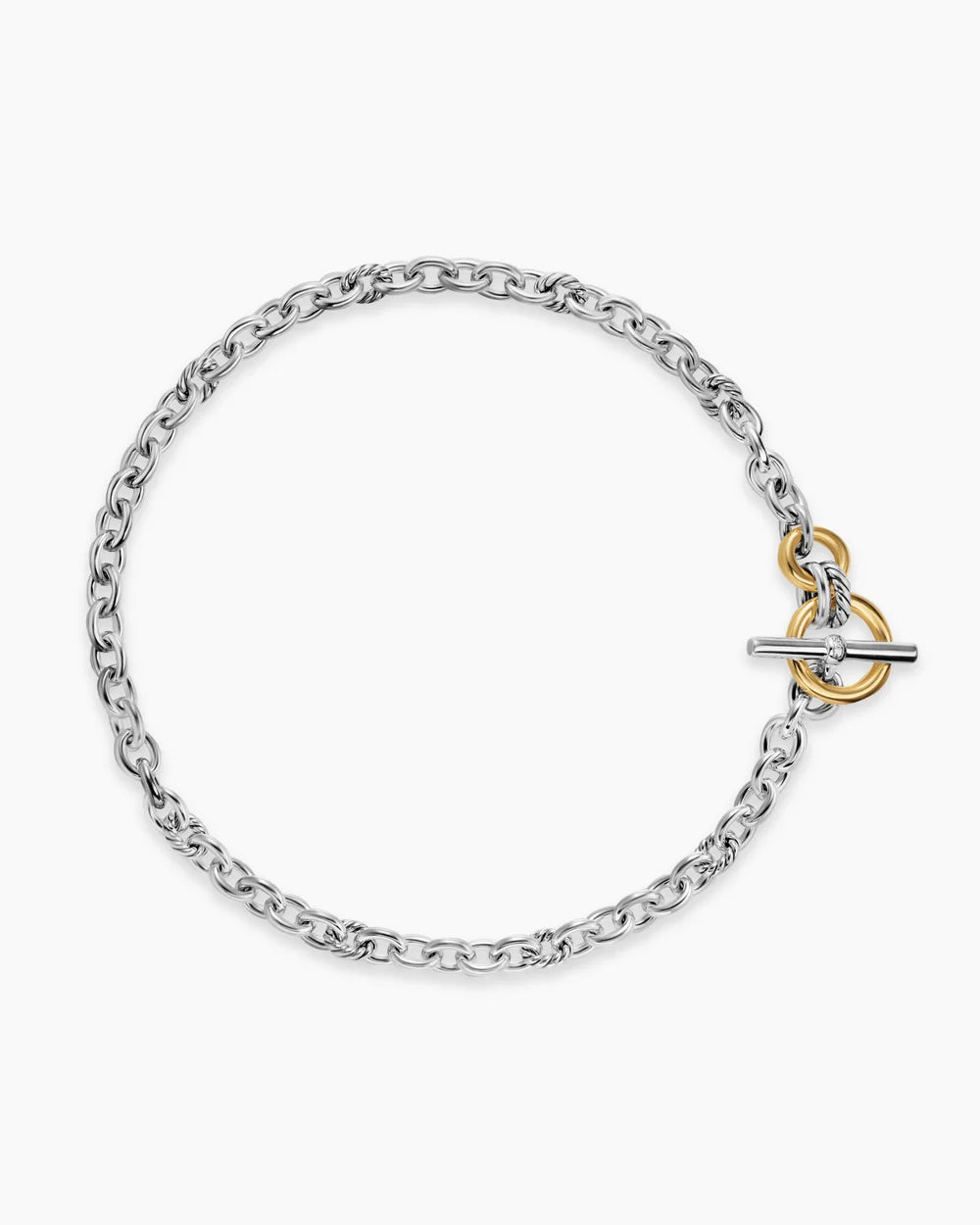 DY MERCER® TOGGLE CHAIN NECKLACE Sterling Silver with 18K Yellow Gold and Diamonds, 8mm