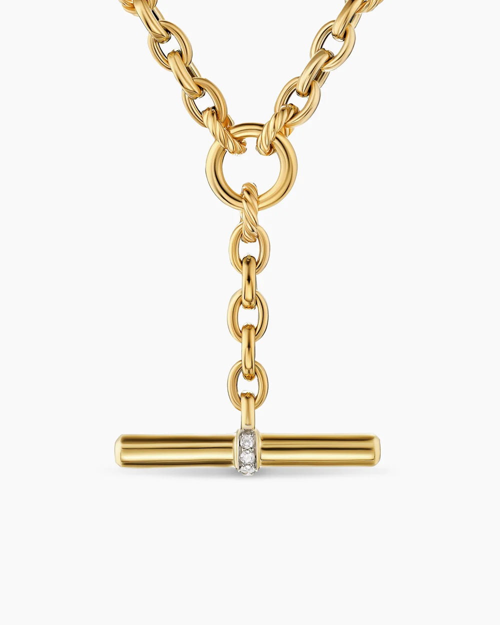 DY Mercer® Petite Toggle Chain Necklace 18K Yellow Gold with Diamonds, 4.5mm