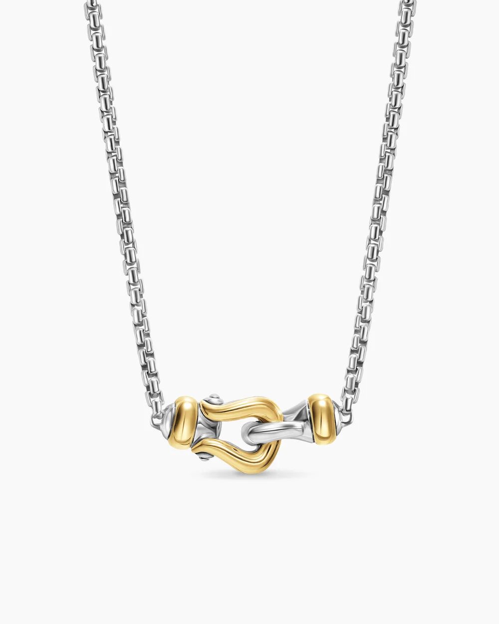 Petite Buckle Necklace Sterling Silver with 14K Yellow Gold, 16.2mm