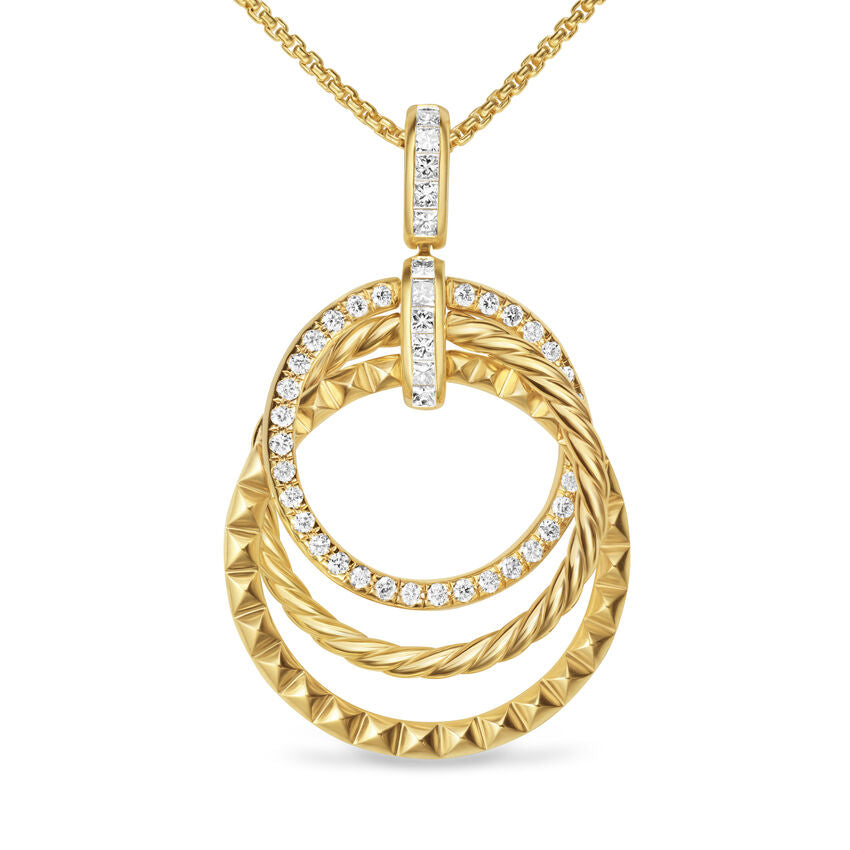 Crossover Trio Pendant Necklace in 18K Yellow Gold with Diamonds, 24mm