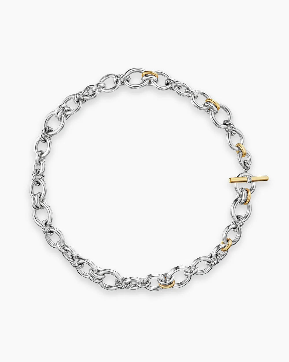 DY Mercer® Chain Necklace Sterling Silver with 18K Yellow Gold and Diamonds, 8mm