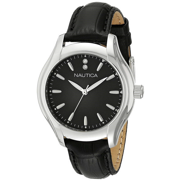 Nautica Women's NAD11003M NTC 18 Black Leather Watch