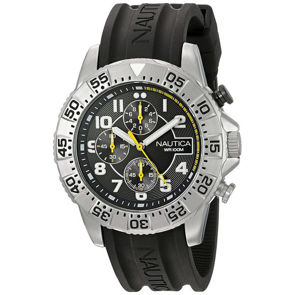 Nautica Men's NAD16510G NSR 104 Chronograph Black Silicone Watch