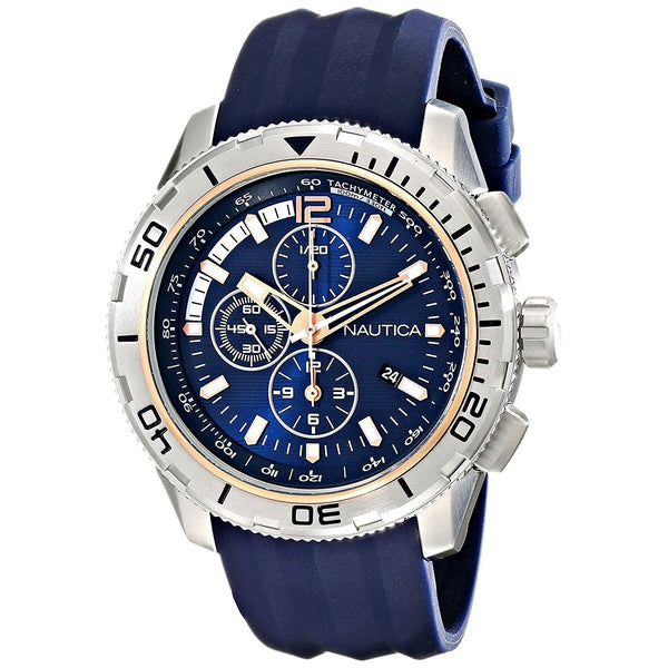 Nautica Men's NAD19505G NST Chronograph Blue Silicone Watch