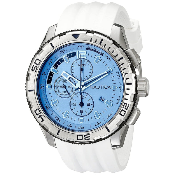 Nautica Men's NAD19520G NST 101 Chronograph White Silicone Watch