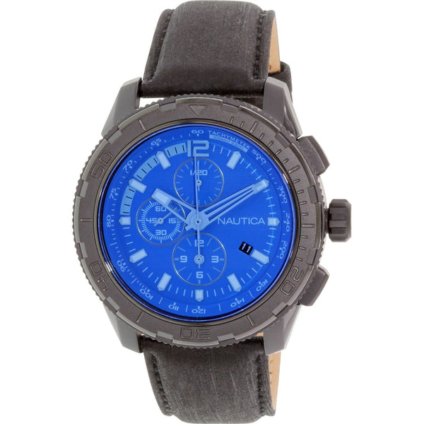 Nautica Men's NAD21504G NST 101 Chronograph Black Leather Watch
