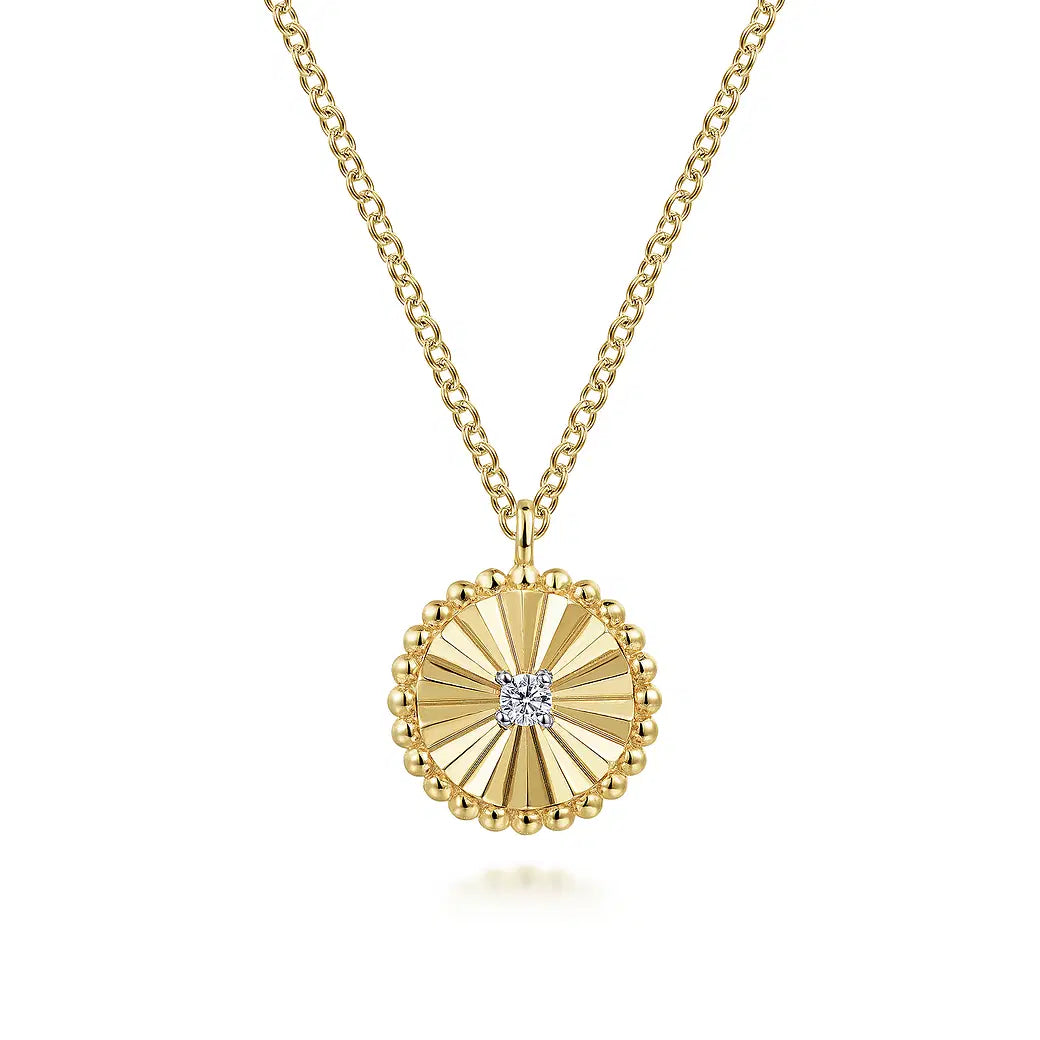 Diamond Cut - 14K White-Yellow Gold Bujukan Diamond Cut Pendant Necklace