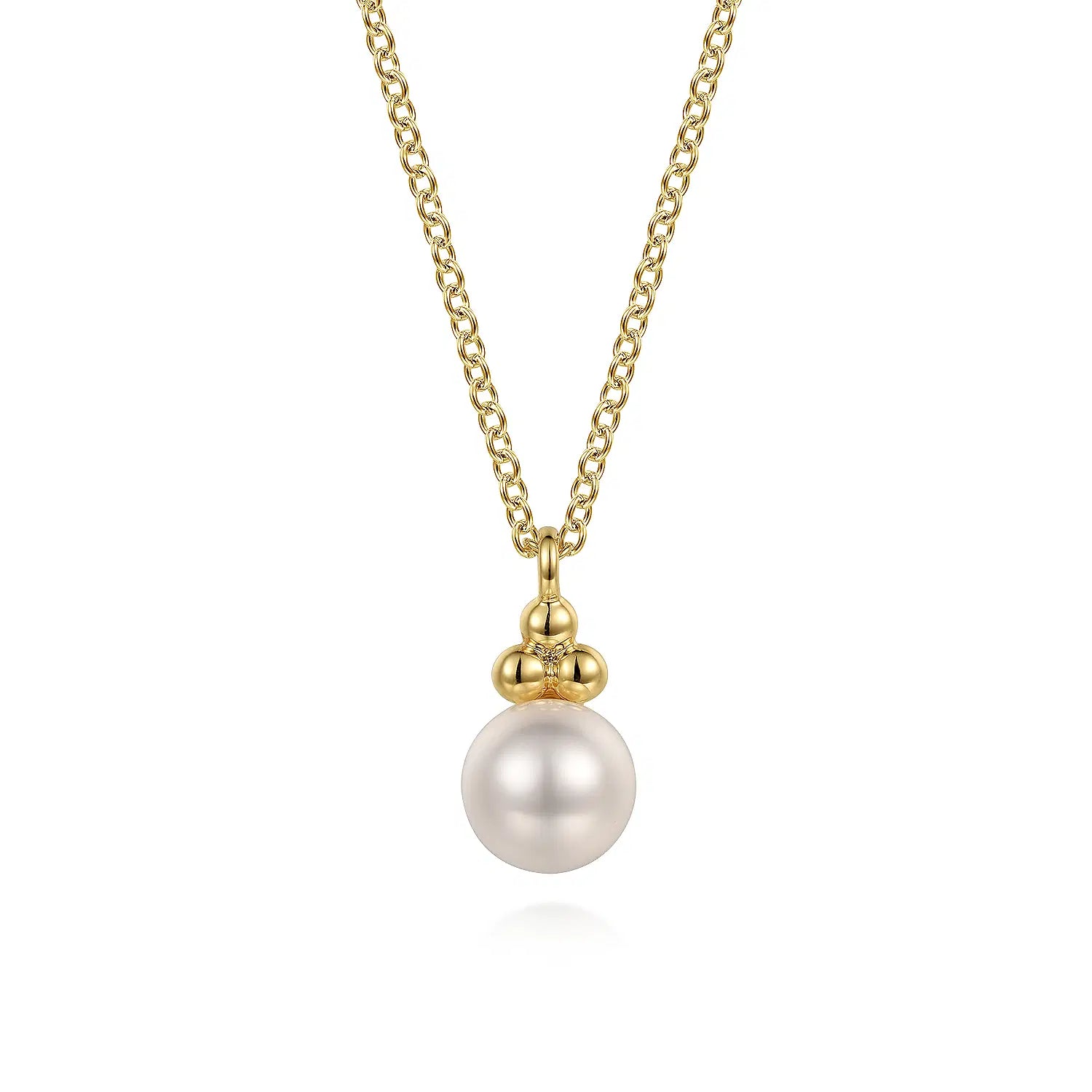 14K Yellow Gold Pearl Bujukan Drop Pendant Necklace