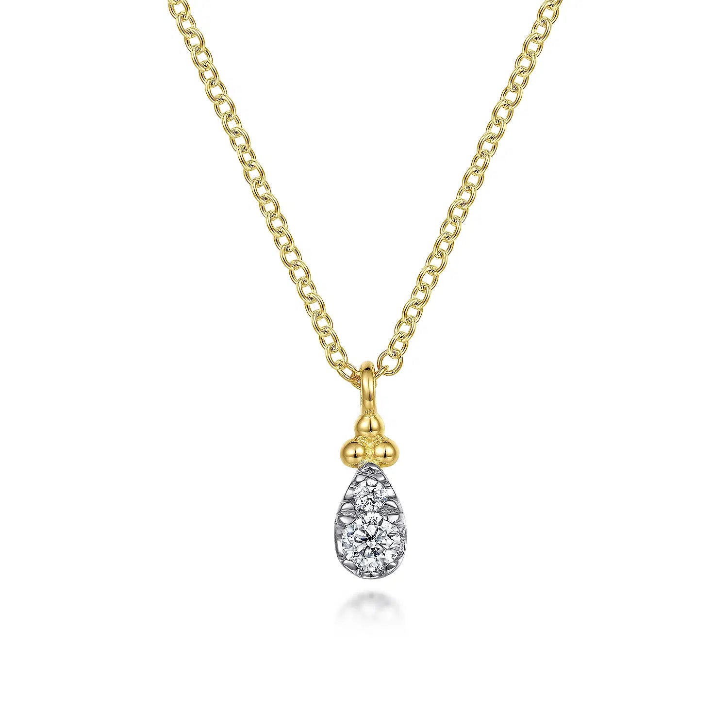 14K Yellow Gold Diamond Bujukan Teardrop Pendant Necklace