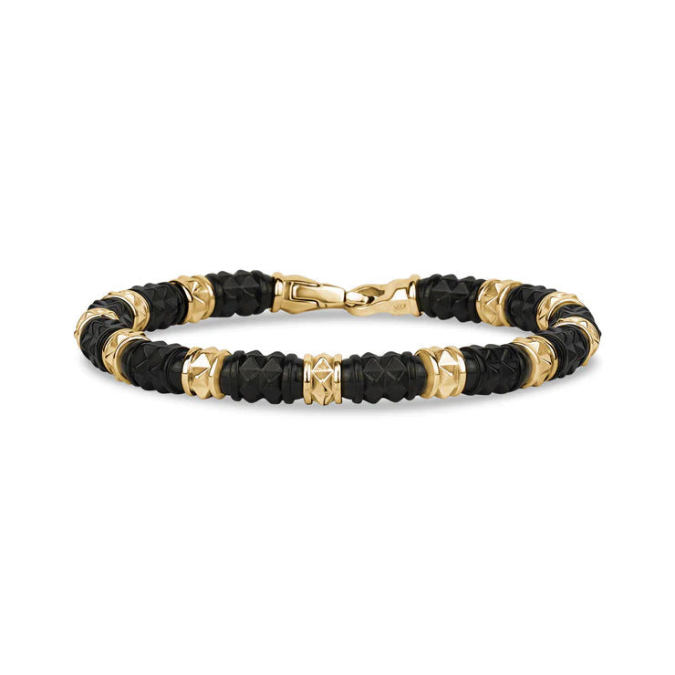 Black & Gold Diamond Cut Bead Bracelet