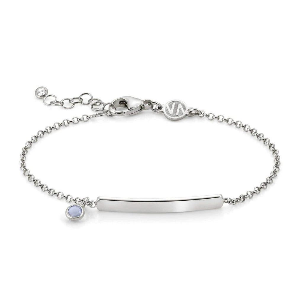 GIOIE ENGRAVED BRACELET IN 925 SILVER AND CRYSTAL CELESTE CON FIN SILVER