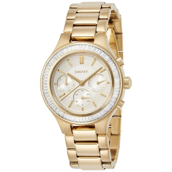 DKNY Women's NY2395 Chambers Multi-Function Crystal Gold-Tone Stainless Steel Watch
