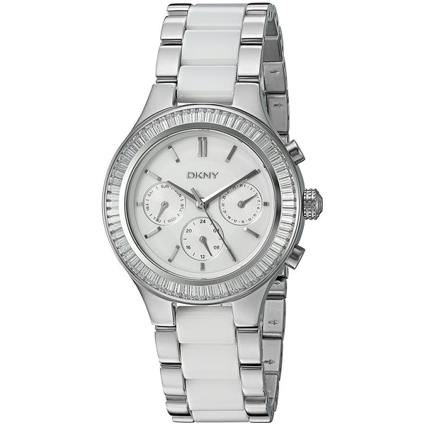 DKNY Women's NY2497 Chambers Multi-Function Crystal Silver and White Stainless steel and Ceramic Watch
