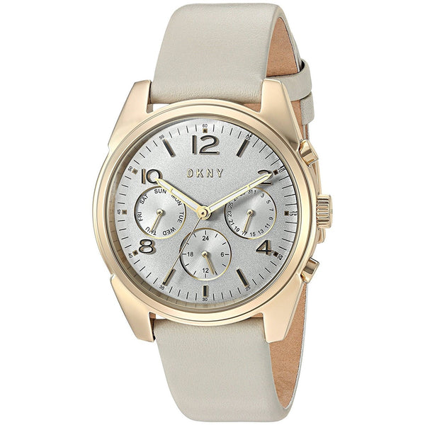 DKNY Women's NY2532 Crosby Multi-Function Grey Leather Watch