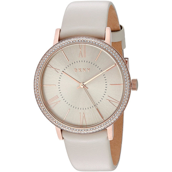 DKNY Women's NY2545 Willoughby Crystal Grey Leather Watch