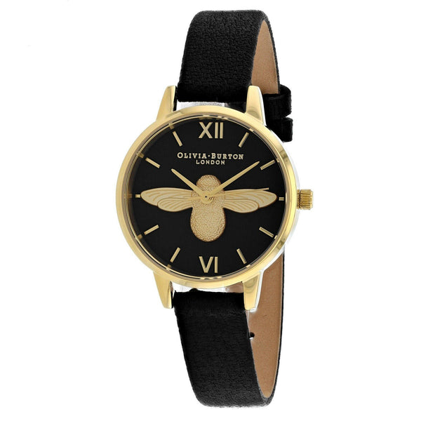 Olivia Burton Women's OB16AM118 Classic 3D Bee Motif Black Leather Watch