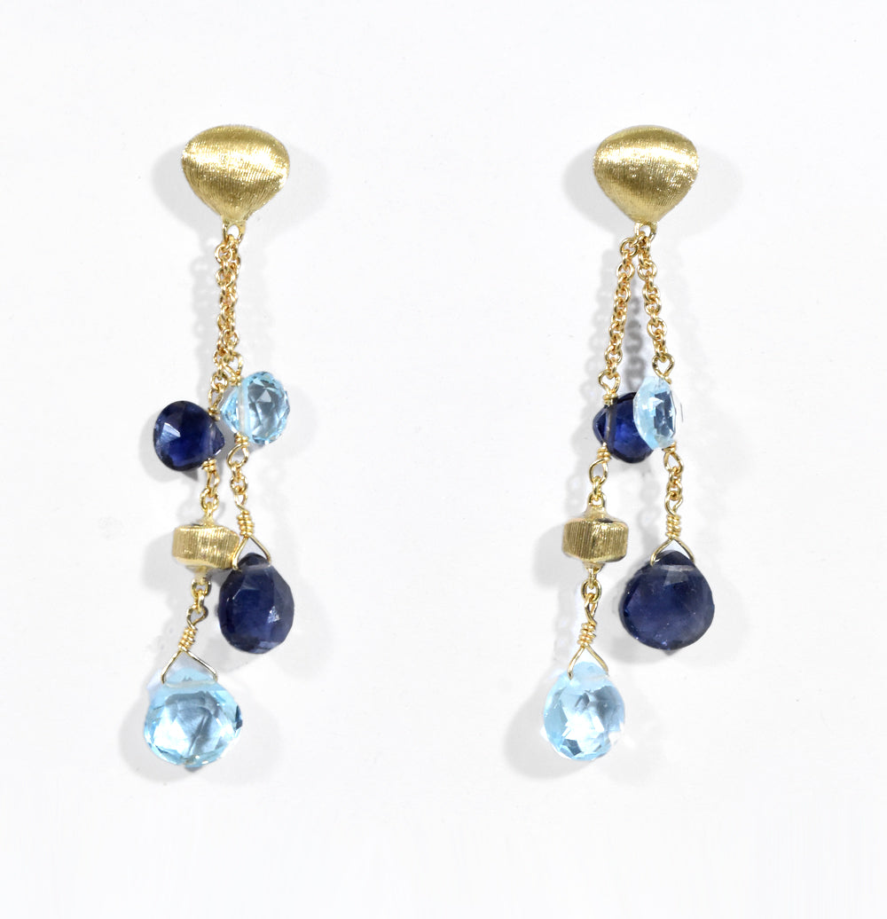 PARADISE COLLECTION 18K YELLOW GOLD MIXED STONE EARRINGS