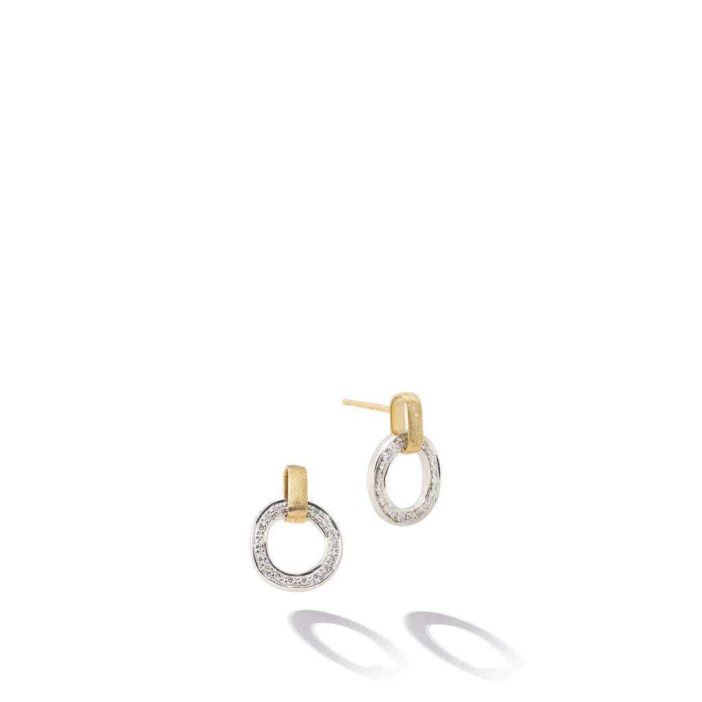 18K YELLOW & WHITE GOLD FLAT-LINK DIAMOND EARRINGS FROM THE JAIPUR LINK COLLECTION