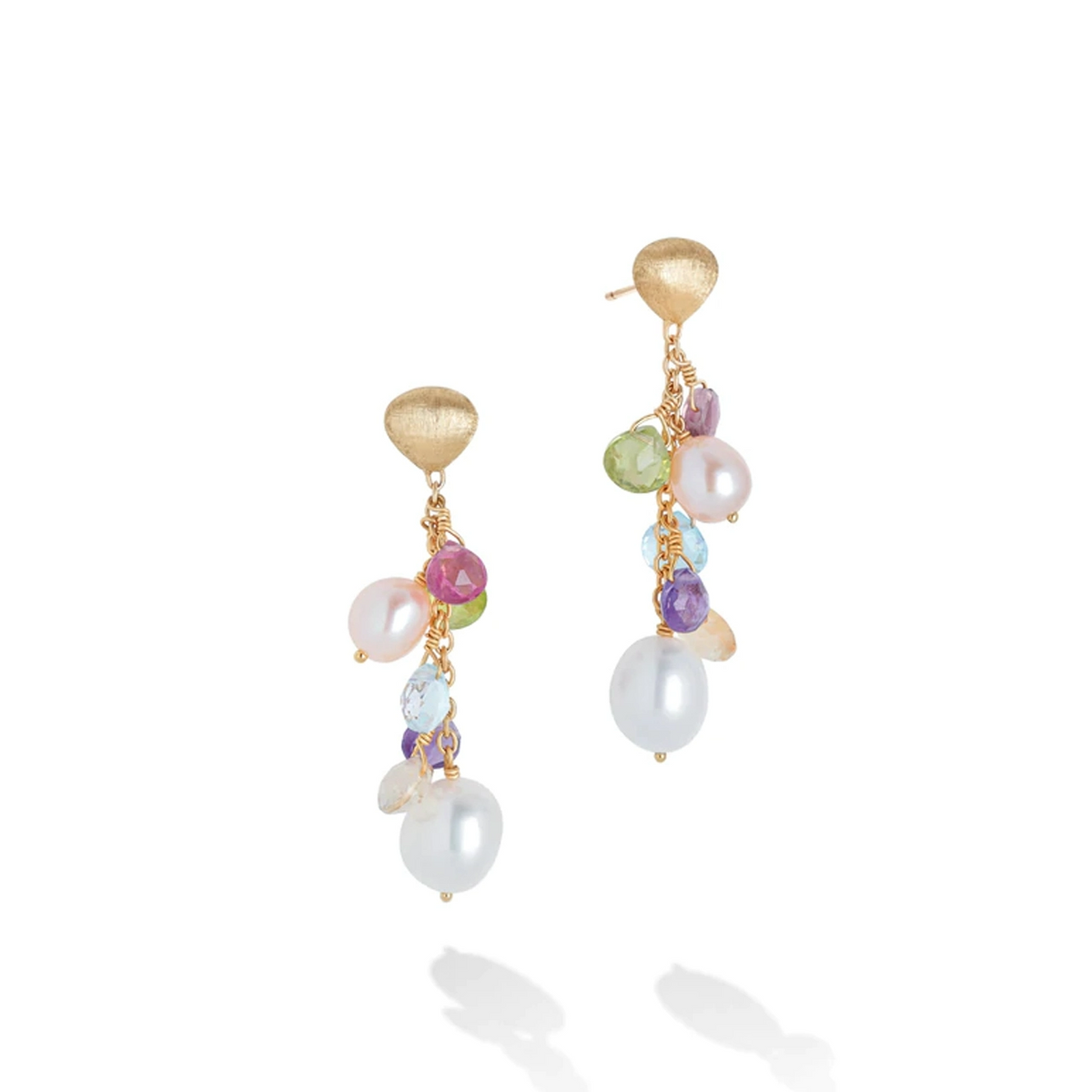 MARCO BICEGO 18K YELLOW GOLD GEM & PEARL MIXED DANGLE EARRING