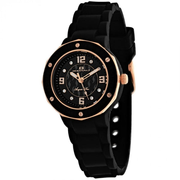 Oceanaut Women's OC0432 Acqua Star Crystal Black Silicone Watch
