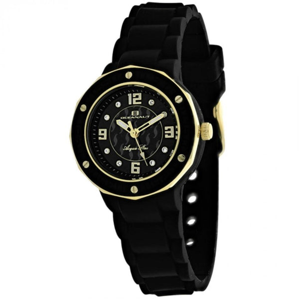 Oceanaut Women's OC0433 Acqua Star Crystal Black Silicone Watch